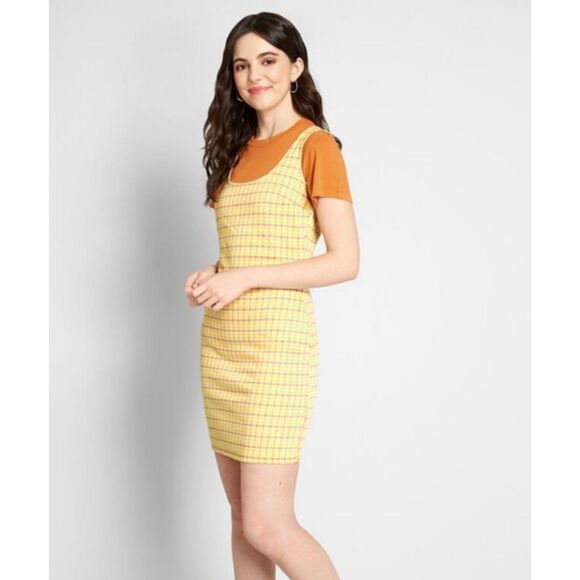 Plaid Sz XS Sleeveless Stretchy SUCH A CHARMER Bodycon Mini Dress MODCLOTH - Picture 2 of 6